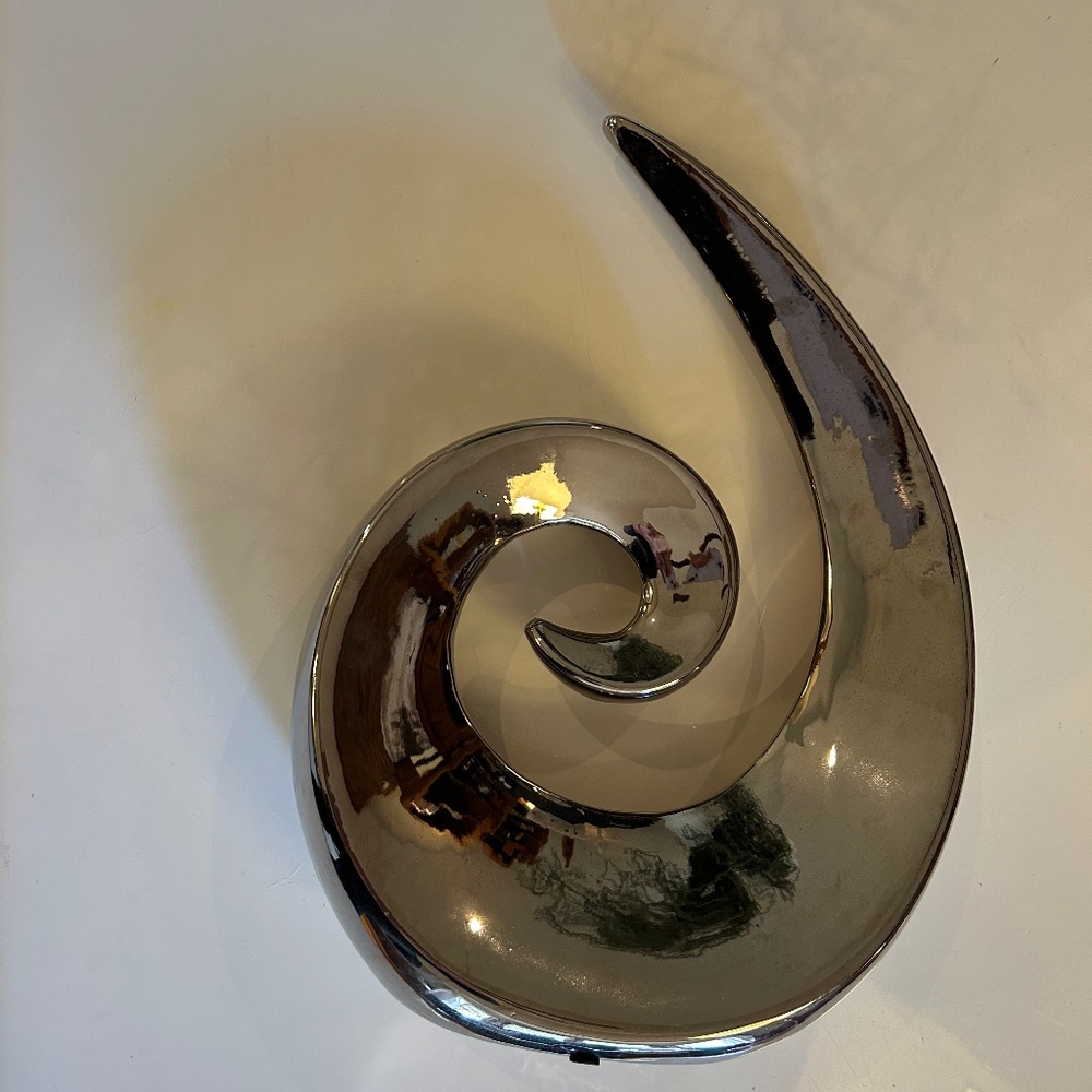 Pier1 Decor Polished Silver Spiral Metal Sculpture Modern Contemporary